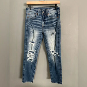 American Eagle Airflex + Distressed Medium‎ Wash Athletic Fit Jeans. 26/30